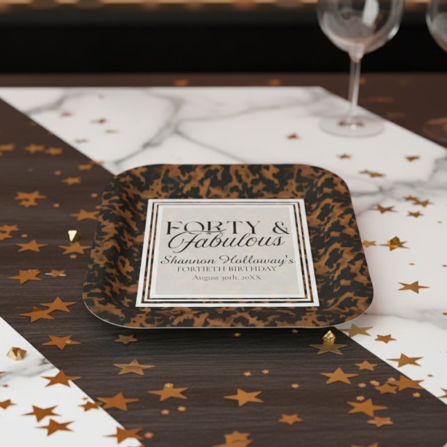 Assiettes En Carton Fun Tortoise Shell Birthday Forty and Fabulous (This Fun Tortoise Shell Birthday Forty and Fabulous birthday plate is fun for all!)