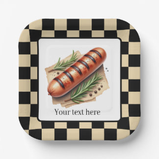 Assiettes En Carton Fun wiener rôti grillé hot party personnalisable