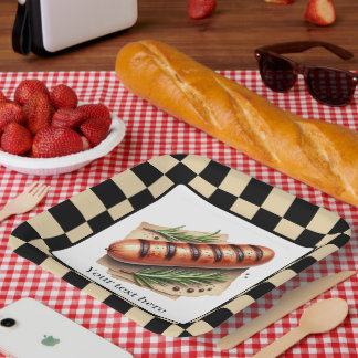 Assiettes En Carton Fun wiener rôti grillé hot party personnalisable