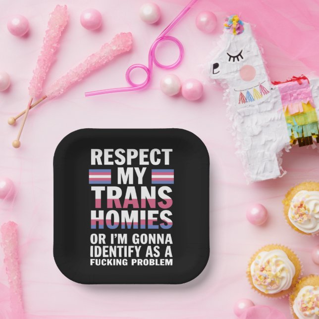 Assiettes En Carton Funky Respect My Trans Homies Gay pride Mois LGBT (Fête)