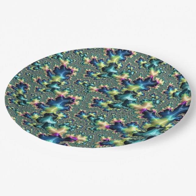 Assiettes En Carton Funky Trippy Eclectique Boho Hippie Abstrait Fract (Angle)