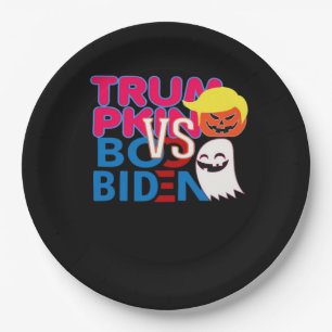 Assiettes En Carton Funky Trumpkin Vs Boo Biden Classe Design Hallowee