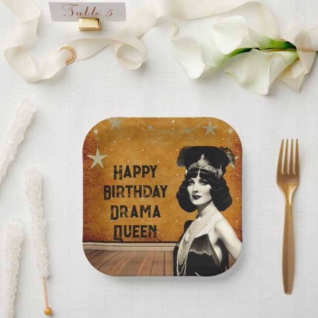 Assiettes En Carton Funky Vintage Drama Queen Anniversaire (Mariage)