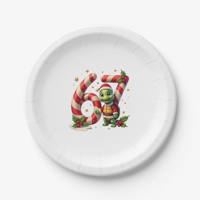 Assiettes En Carton Funny 67 Meme Turtle Christmas PJm Men Women Famil (Devant)