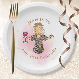 Assiettes En Carton Funny 70th Birthday Gold Pink 70 et Fabulous