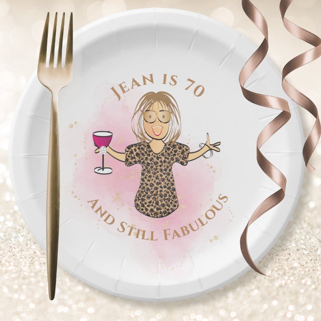 Assiettes En Carton Funny 70th Birthday Gold Pink 70 et Fabulous (Créateur téléchargé)
