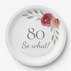 Assiettes En Carton Funny 80 Alors quelle aquarelle Floral 80e anniver