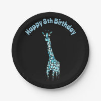 Funny Animal sauvage bleu Giraffe Âge Anniversaire
