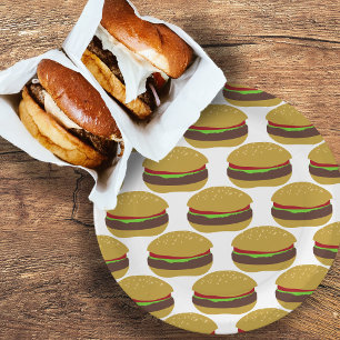 Assiettes En Carton Funny BBQ Burger Pattern