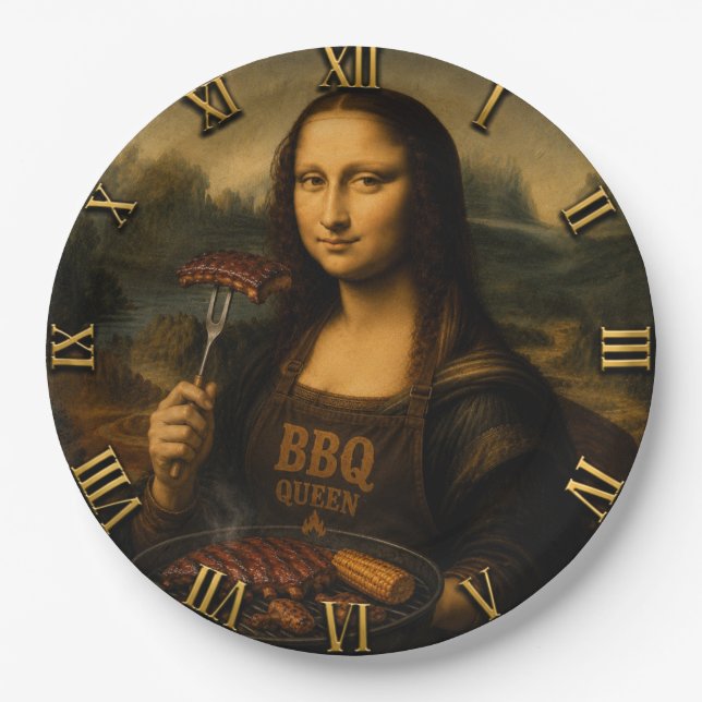 Assiettes En Carton Funny BBQ Mona Lisa (Devant)
