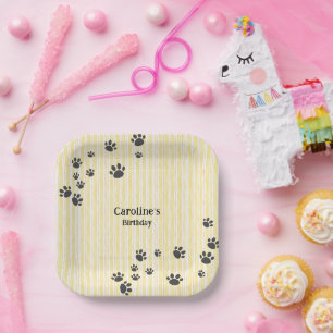 Assiettes En Carton Funny Black Cat Paws Amoureux des animaux annivers