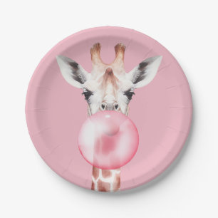 Assiettes En Carton Funny Bubblegum Giraffe