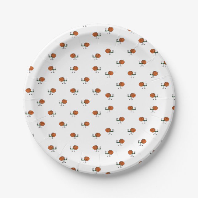 Assiettes En Carton Funny Cartoon Sketchy Snail Drawing Pattern (Devant)