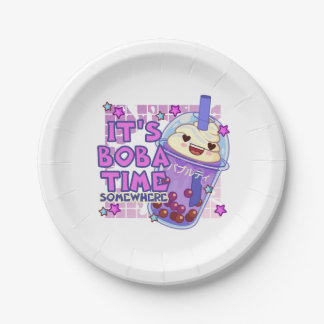 Assiettes En Carton Funny 'C'est Boba Time Somewhere'