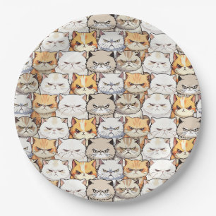 Assiettes En Carton Funny coloré Moody Cats Kitten Motif animal de com