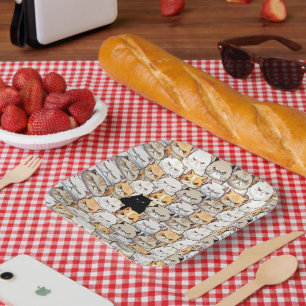 Assiettes En Carton Funny coloré Moody Meow Cats Kitten Motif animal