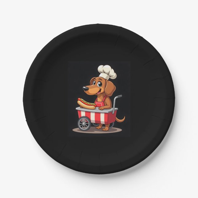 Assiettes En Carton Funny Dachshund Chien Hotdog Sandwich Weenie Sauci (Devant)