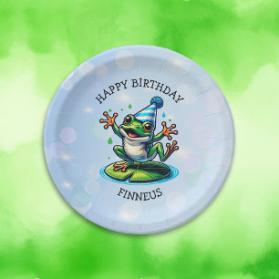 Assiettes En Carton Funny Dancing Frog Personnalisé Anniversaire