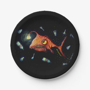 Assiettes En Carton Funny Dark Anglerfish contre la pollution en plast