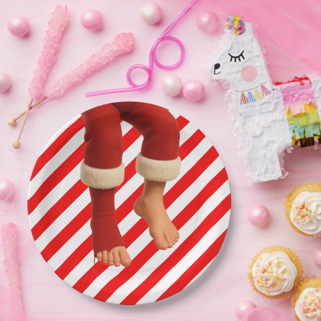 Assiettes En Carton Funny Elf Legs Christmas | North Pole Mischief  (Fête)