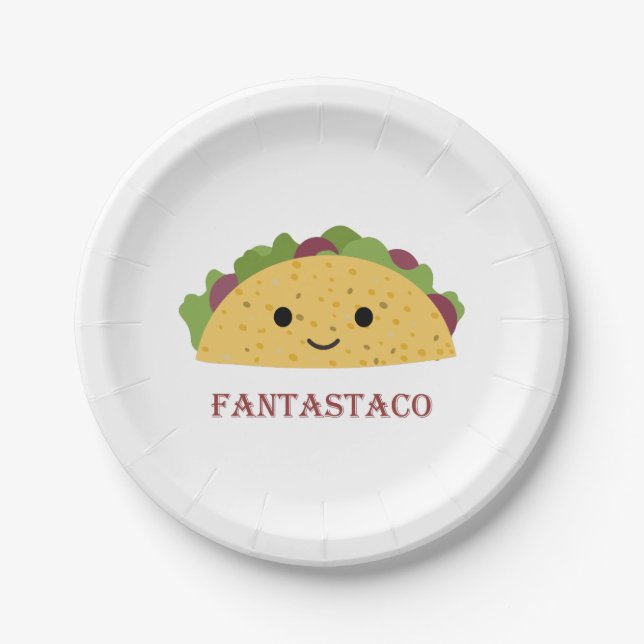 Assiettes En Carton Funny Fantastaco Taco Pun Cute Kawaii Taco (Devant)
