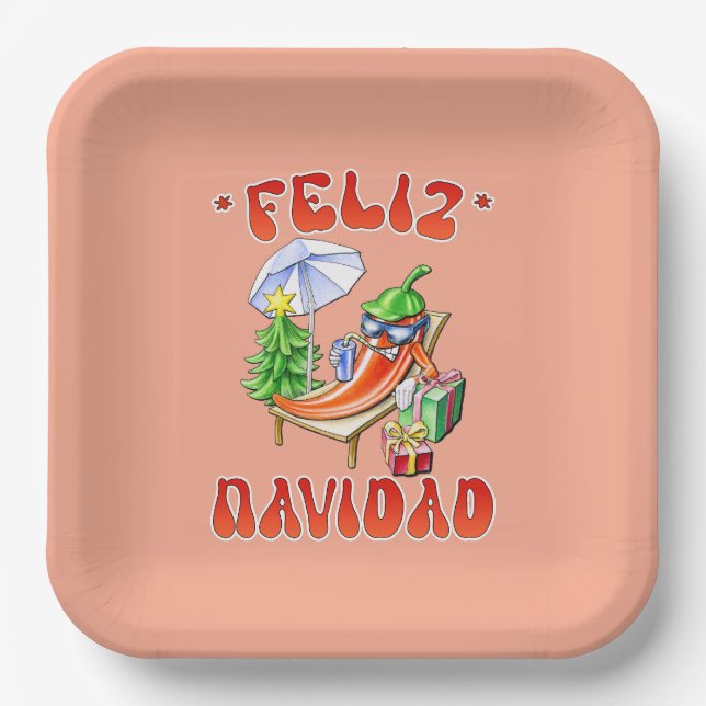 Assiettes En Carton Funny Feliz Navidad Cute Christmas Chili (Recto)