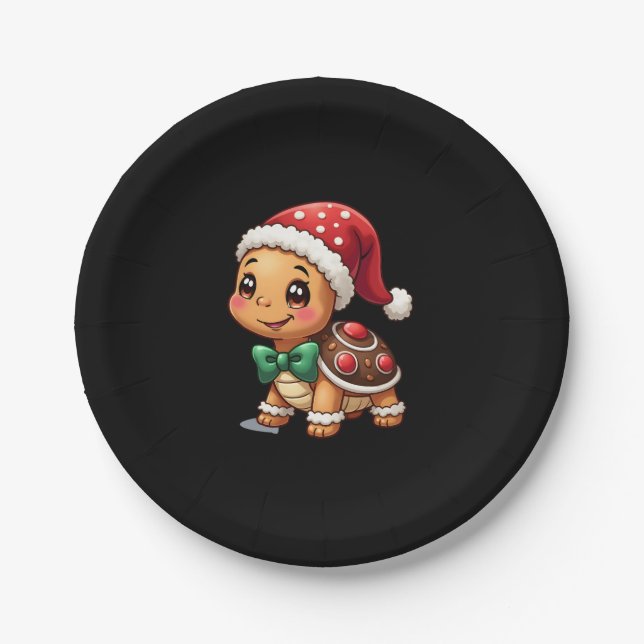 Assiettes En Carton Funny Gingerbread Man Turtle Christmas Womens Mens (Devant)