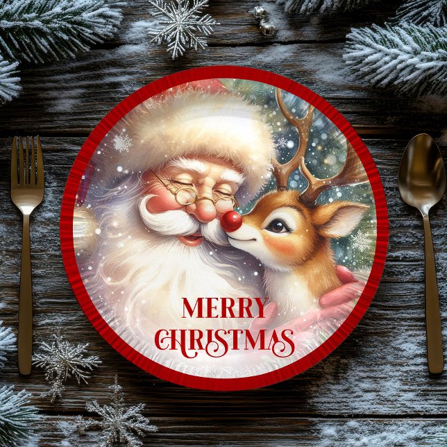 Assiettes En Carton Funny Kids Santa Rudolph Holiday Party Plates (Funny Kids Santa Rudolph Holiday Party Plates)
