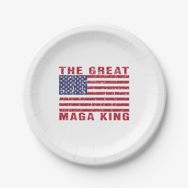 Assiettes En Carton Funny MAGA King Trump Supporter (Devant)