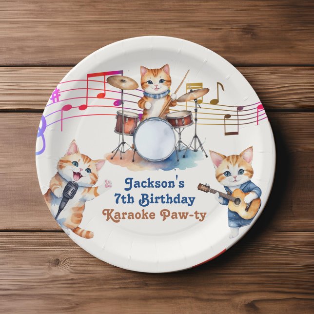 Assiettes En Carton Funny Musical Cats Karaoke Anniversaire de enfant  (Créateur téléchargé)