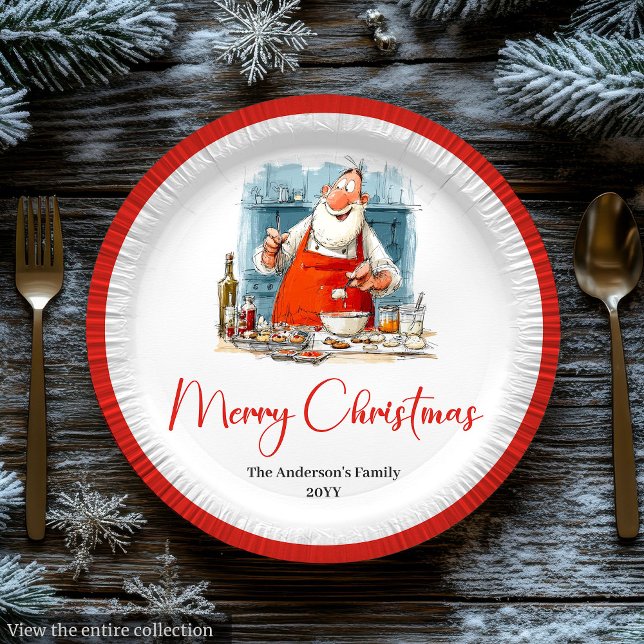 Assiettes En Carton Funny Quirky Santa Watercolor Holiday Plates (Funny Quirky Santa Watercolor Holiday Plates)