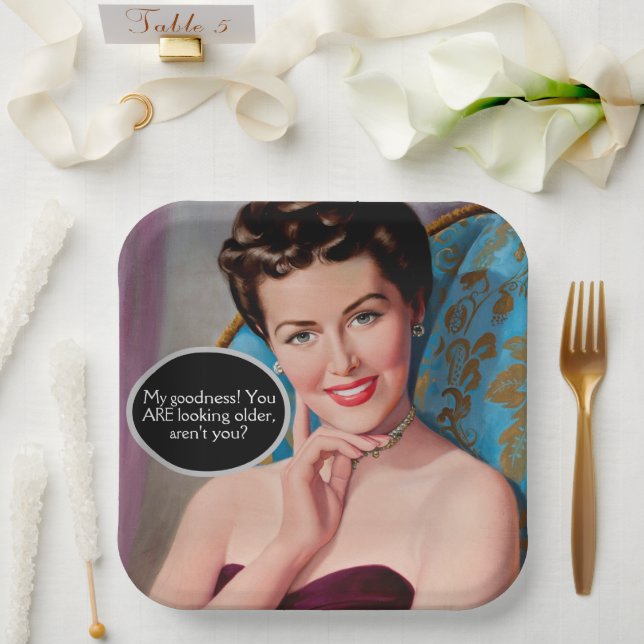 Assiettes En Carton Funny Retro Sarcastique femme Anniversaire (Mariage)