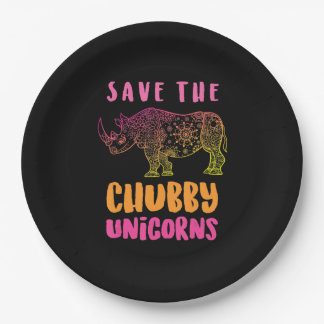 Assiettes En Carton Funny Rhino Sauver Chubby Unicorns Droits des anim