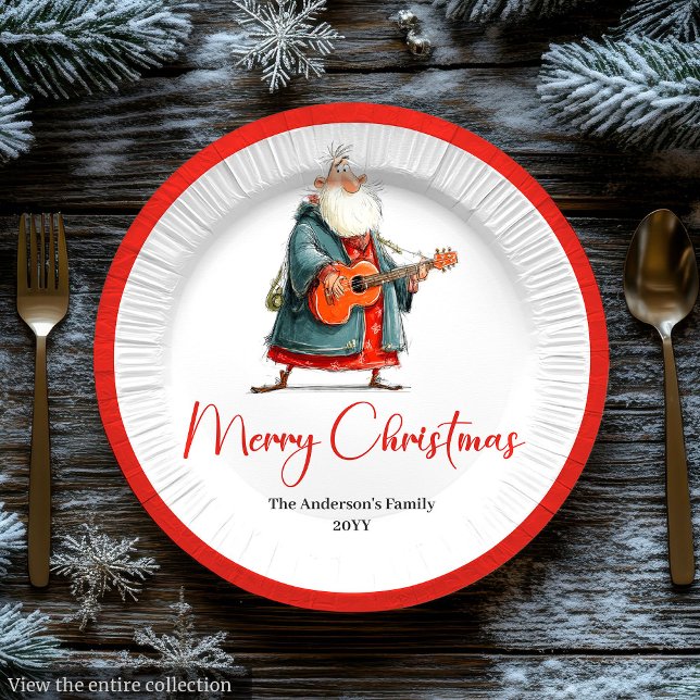 Assiettes En Carton Funny Santa Claus Watercolor Christmas Plates (Funny Santa Claus Watercolor Christmas Plates)