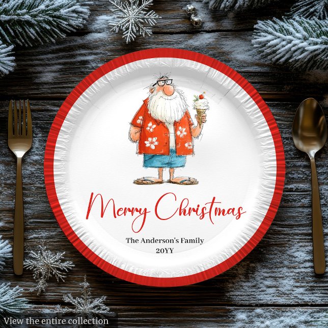 Assiettes En Carton Funny Santa Claus Watercolor Holiday Plates (Funny Santa Claus Watercolor Holiday Plates)