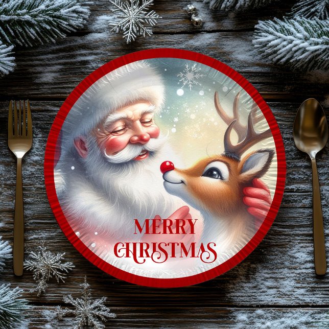 Assiettes En Carton Funny Santa Rudolph Cartoon Kids Party Plates (Funny Santa Rudolph Cartoon Kids Party Plates)