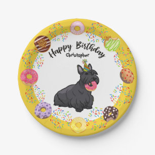 Assiettes En Carton Funny Scottish Terrier Dog Donuts fête d'annivers