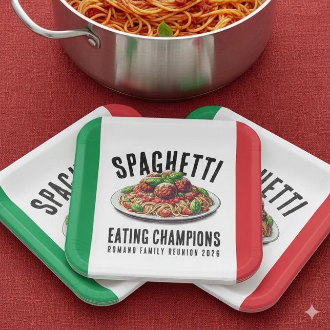 Assiettes En Carton Funny Spaghetti Eating Champion Family Reunion (Funny Spaghetti Eating Champions Italian Family Reunion Paper Plates Cover Photo)