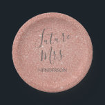 Assiettes En Carton Futur Mme Rose Gold Blush Pink Sparkle Parties sci<br><div class="desc">Futur Mme - Bride Faux Sparkle et Rose de Parties scintillant Gold Blush Pink Papier Plaques qui sont parfaites pour un Rose Gold ou Rose Bachelorette Party. Cette future Mme Papier Plaque est parfaite pour une soirée bachelorette. Le nom de la mariée peut être mis à jour sur cette plaque....</div>