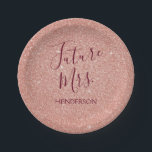 Assiettes En Carton Futur Mme Rose Gold Blush Pink Sparkle Parties sci<br><div class="desc">Futur Mme - Bride Faux Sparkle et Rose de Parties scintillant Gold - Plaques en papier rose et bordeaux qui sont parfaites pour une soirée Rose or ou rose pâle. Cette future Mme Papier Plaque est parfaite pour une soirée bachelorette. Le nom de la mariée peut être mis à jour...</div>