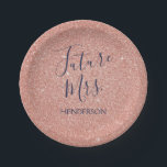 Assiettes En Carton Futur Mme Rose Gold Blush Pink Sparkle Parties sci<br><div class="desc">Futur Mme - Bride Faux Sparkle et Parties scintillant Rose Gold - Blush Pink et Navy Blue Paper Plaques qui sont parfaites pour une soirée Rose Gold ou Blush Pink Bachelorette. Cette future Mme Papier Plaque est parfaite pour une soirée bachelorette. Le nom de la mariée peut être mis à...</div>
