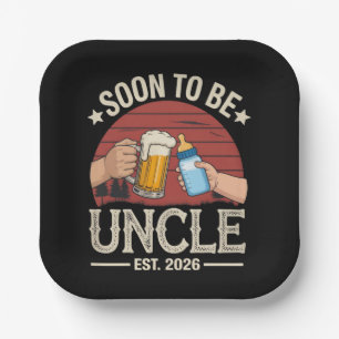 Assiettes En Carton Futur Oncle 2026 Annonce de Grossesse Rétro