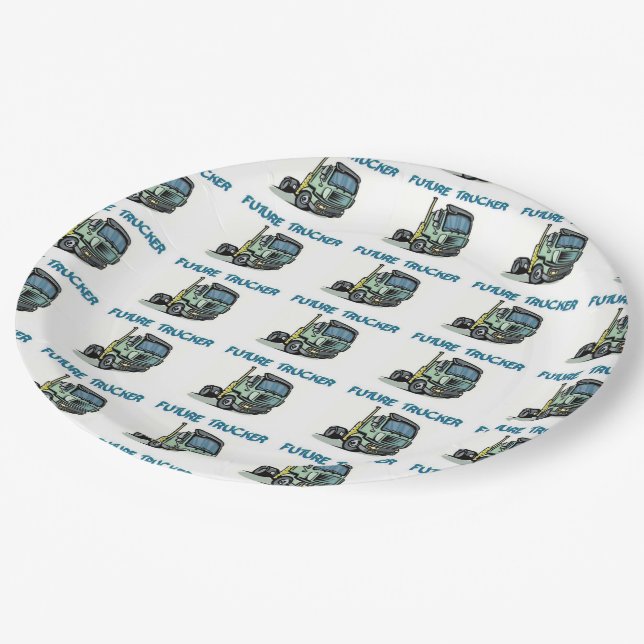 Assiettes En Carton Future Trucker (Angle)