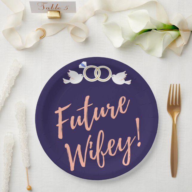 Assiettes En Carton Futurs Inséparables Wifey (Mariage)