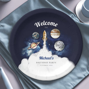 Assiettes En Carton Galaxie des planètes de fusées spatiales