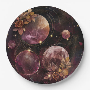 Assiettes En Carton Galaxie Mystique Cristal Planète Espace Violet