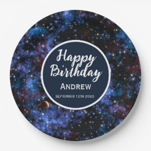 Assiettes En Carton Galaxies colorées, étoiles et planètes