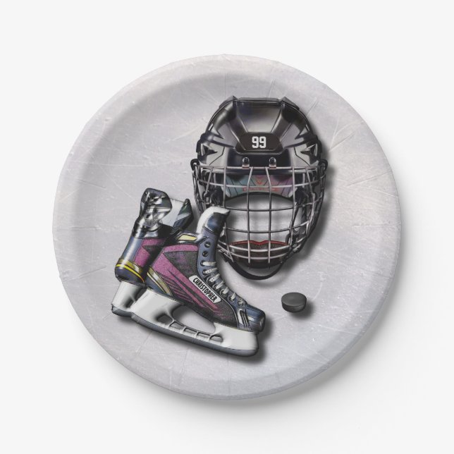 Assiettes En Carton Galet de casque de patins de hockey sur glace avec (Devant)