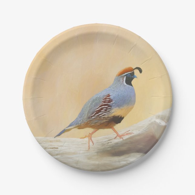 Assiettes En Carton Gambrel's Quail Painting Original Bird Art (Devant)
