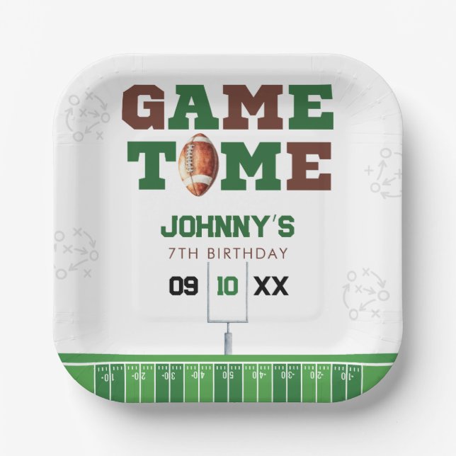 Assiettes En Carton Game Time American Football Birthday (Recto)